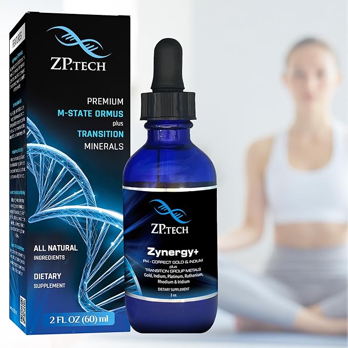 Zynergy Plus Colloidal Gold Liquid | All Natural Pure Monoatomic 24k Food Grade Mineral Au &amp Indium | Ormus Gold Oil Supports Pineal Gland Anti-Aging Meditation Yoga Third Eye