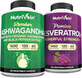 Nutrivein Premium Ashwagandha Capsules &amp Resveratrol Supplement Bundle: High-Absorption Resveratrol Capsules and Ashwagandha Supplements for Balance Vitality &amp Repair