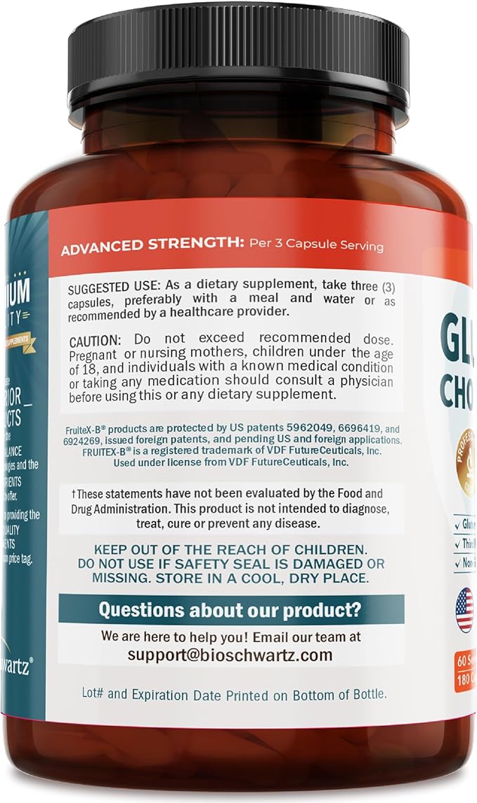 Glucosamine Chondroitin MSM Joint Support Supplement - Collagen Peptides Turmeric and Ginger Hyaluronic Acid Glucosamine Chondroitin Sulfate for Joint Comfort - Gluten Free Non GMO 180 Capsules