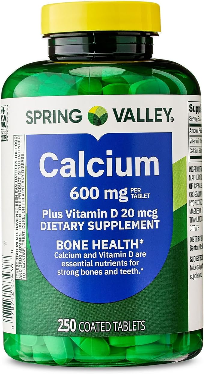 SV Calcium Plus Vitamin D Tablets Dietary Supplement Bone Health VIT D 20 mcg 600 mg 250 Count Set