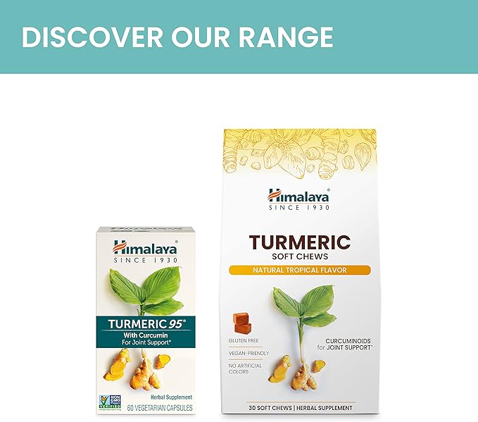 Himalaya Turmeric 95 Supplement with Curcumin/Curcuminoids Joint and Muscle Support Optimum Flexibility and Mobility 600 mg Non-GMO Vegan Gluten Free 60 Capsules 60 Day Supply