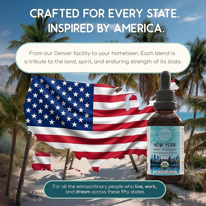 HerbEra New York Herbal Detox Blend - USDA Organic Extract Made in USA | Immune &amp Liver Support Liquid Drops | Dandelion Root Eleuthero Milk Thistle Rhodiola Turmeric | 2 fl oz
