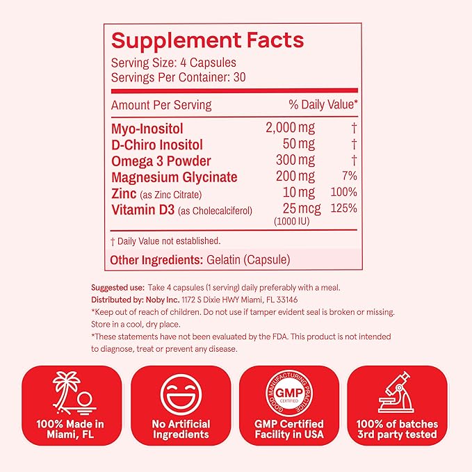 Peach Perfect Inositol Multivitamin – Myo-Inositol &amp D-Chiro 40:1 Blend Omega-3 Vitamin D3 Magnesium Zinc – Supports Women’s Health Mood Energy Supplement – 30 SVG