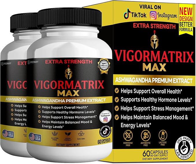 Vigormatrix Max Ashwagandha Premium Extract 60 Capsules Gluten Free Vegan Non-GMO (2)
