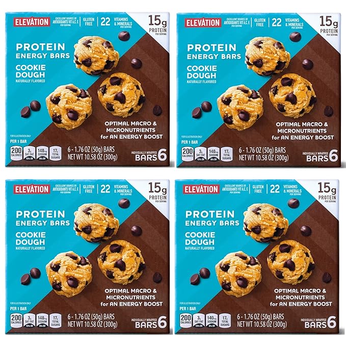 Generic DELICIOUS Gluten Free Cookie Dough Protein Energy Bars 4 Boxes 32 Total Bars