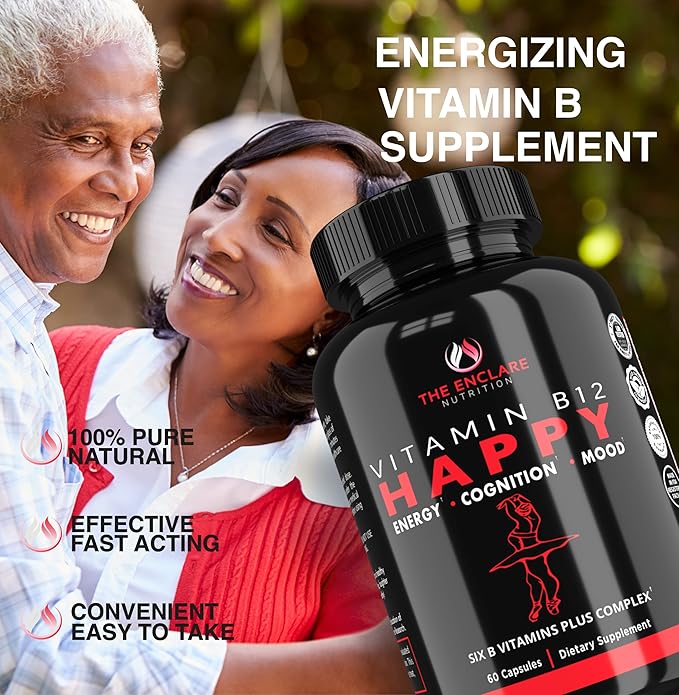 THE ENCLARE NUTRITION Vitamin B12 - B Complex Vitamins Supplement-Energy Metabolism Nervous System Support Brain Heart Tissue Health with Vitamin C &amp B(12 35678912) Vegan Max Strength