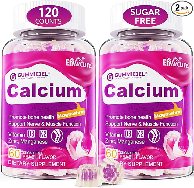 Sugar-Free Calcium Citrate Gummies 1000mg w/Vitamin D3 K2 Magnesium Zinc Boron Manganese Copper for Bone Muscle &amp Immune Ultimate Absorption Calcium Supplement for Women &amp Men - Vegan