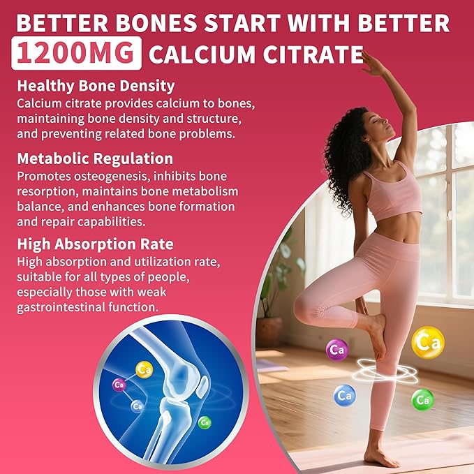 (2 Pack) Pure Calcium Citrate Gummies 1200 mg for Women &amp MenCalcium Citrate SupplementsHigh Absorption for Bone Muscle Healthy - Easy to Digest Sugar FreeVeganPeach Flavor60 Day Supply