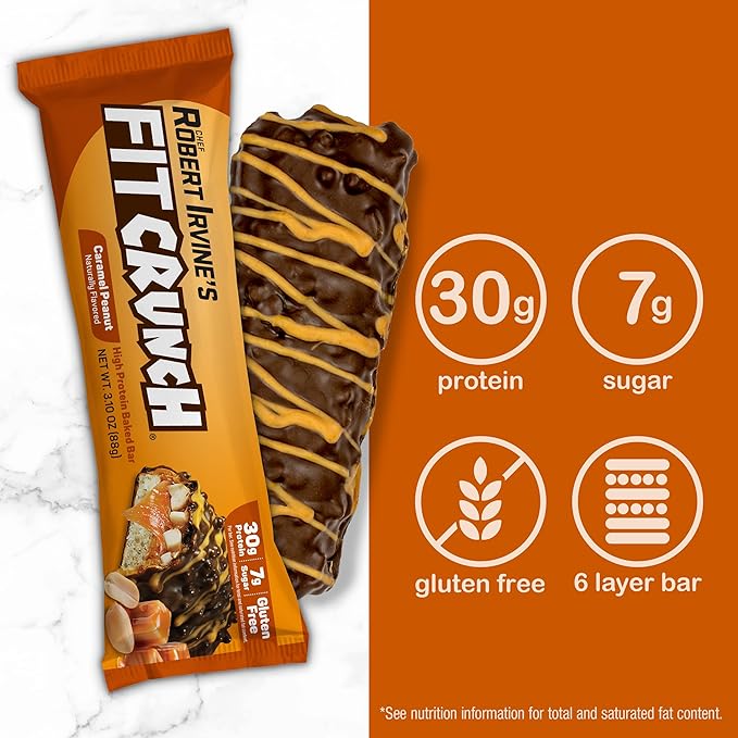 Fit Crunch Full Size Protein Bars (12 Bars Caramel Peanut)