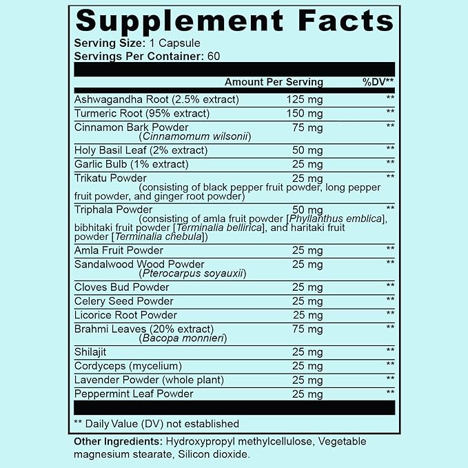 Sun Vitals Adaptogen Complex – Ashwagandha Turmeric Brahmi &amp Holy Basil | 16 Ayurvedic Botanicals | Stress Balance Cognitive &amp Digestive Support | Triphala Shilajit &amp Cordyceps | 60 Ve