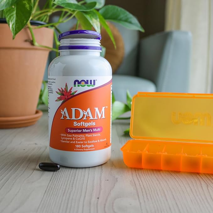 NOW Foods Supplements ADAM™ Men's Multivitamin with Saw Palmetto Plant Sterols Lycopene &amp CoQ10 180 Softgels
