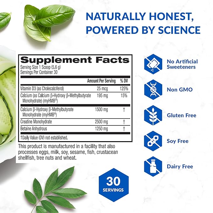 BioTrust Ageless Muscle Builder - Creatine HMB Powder with Vitamin D3 &amp Betaine - Build &amp Preserve Naturally Declining Muscle Mass &amp Strength - Unflavored 30 Servings