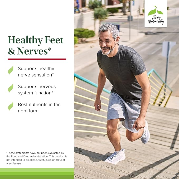Terry Naturally Healthy Feet &amp Nerves - Herbal Supplement with Bioactive Vitamin B12 - Circulation &amp Nerve Health Support Supplement - Vegan Capsules with Boswellia Serrata - 60 Capsules (Pack