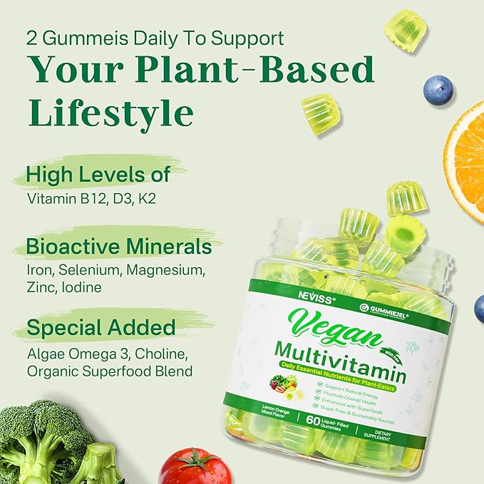 NEVISS Mullein Leaf Extract for Lungs Gummies with Vegan Multivitamin Gummies for Women Men