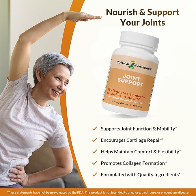 Natural Wellness Glucosamine Chondroitin with MSM and Turmeric Supplement – Supports Joint Health Mobility and Cartilage Strength – Glucosamine MSM Tablets for Flexibility – 90 Count