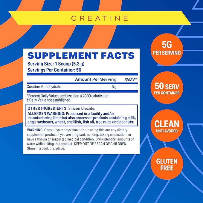 Podium Nutrition Solos | Creatine Monohydrate 50 Servings Unflavored Boost Athletic Performance