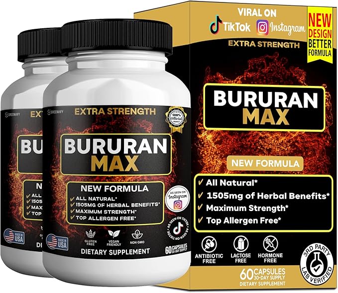 Bururan Max Organic Maca Root Supplement Black Pepper 60 Capsules 30 Day Supply (2)