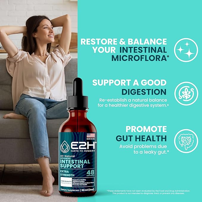 E2H Advanced Intestinal Support - Supports Intestinal Balance and Gut Health -Wormwood and Black Walnut Extract - Non-GMO Vegan - (3 Bottles)