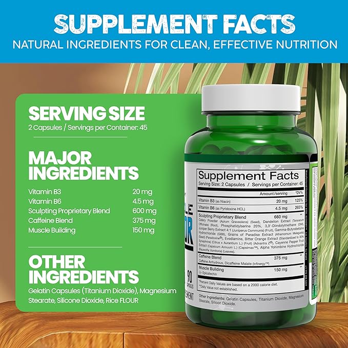 Vital Alchemy The Muscle Sculptor– Muscle Builder with Vitamin B3 B6 Phosphatidylserine Epicatechin &amp Cayenne – Supports Muscle Growth Focus Energy &amp Protein Synthesis Made in USA – 90 C