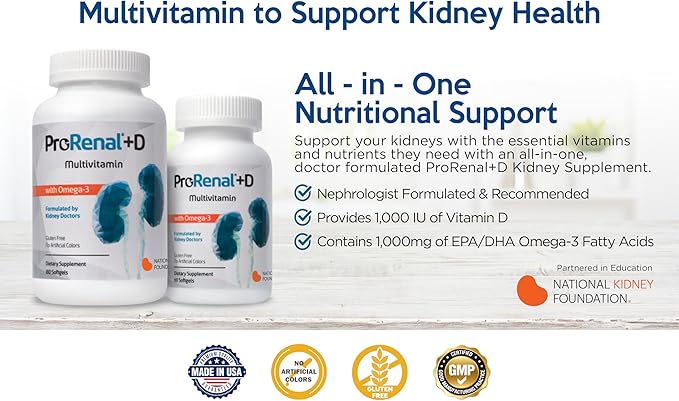 ProRenal+D with Omega-3 Fish Oil Kidney Multivitamin 30-Day Supply