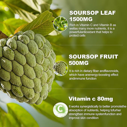 (2 Pack) Soursop Graviola Liquid Drops 2000mgImmune BoostCell Support &amp RegenerationNatural AntioxidantSoursop Bitters LiquidSoursop Extract - 98% Sugar/Gluten Free Natural Flavor 4 Fl Oz