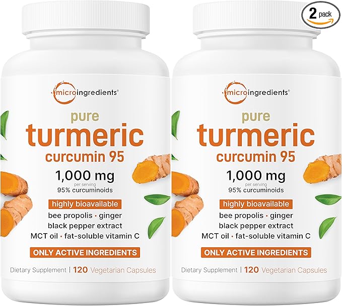 Micro Ingredients Pure Turmeric Curcumin Supplement 1000mg – 95% Curcuminoids with Black Pepper &amp Ginger – High Absorption for Joint &amp Antioxidant Support* – Filler Free 240 Veggie Capsules