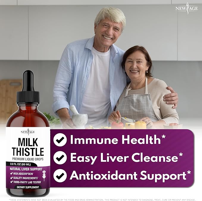 Milk Thistle Liquid Drops – All Natural Milk Thistle Extract with Silymarin – High Absorption – Non-GMO Gluten-Free – 8 oz
