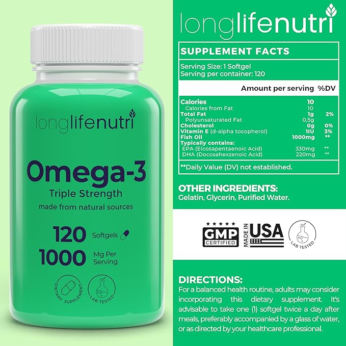 Omega 3 Fish Oil 1000mg &amp Monolaurin 1500mg Bundle – High EPA &amp DHA Immune &amp Digestive Support 120 Softgels + 200 Veg Capsules 4-Month Supply Non-GMO GMP Certified Made in USA