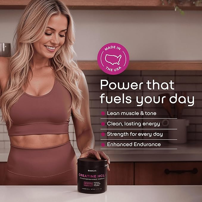 Creatine HCL+ 2000mg Female Performance Complex – Sugar-Free Vegan Raspberry Flavor – Chewable Gummies for Women 90 Count