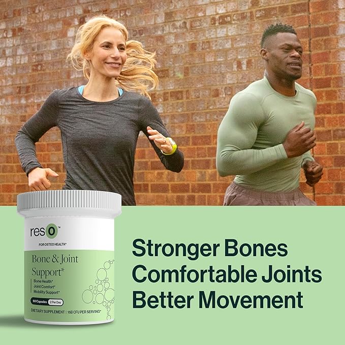 resO Bone &amp Joint Postbiotic for Women &amp Men - Natural Glucosamine &amp Chondroitin Supplement Joint Health Support Formula with Boswellia MSM &amp Vitamin D3 Gluten Free Non GMO - 60