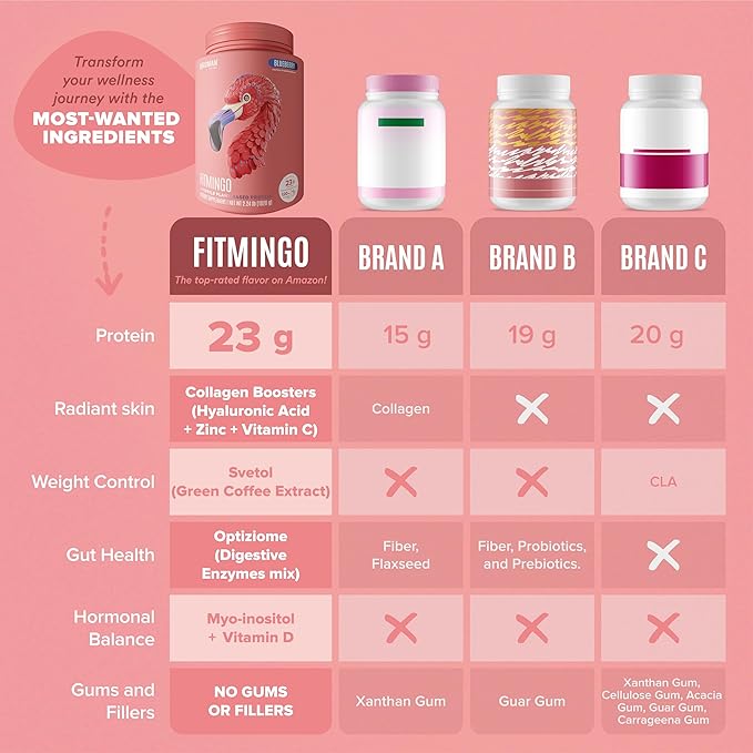BIRDMAN Fitmingo Vegan Protein Powder with Inositol Collagen Boosters Hyaluronic Acid and Vitamins | Low Carb Dairy Free Lactose Free Low Calorie 23g Plant Based Blueberry Protein Powder
