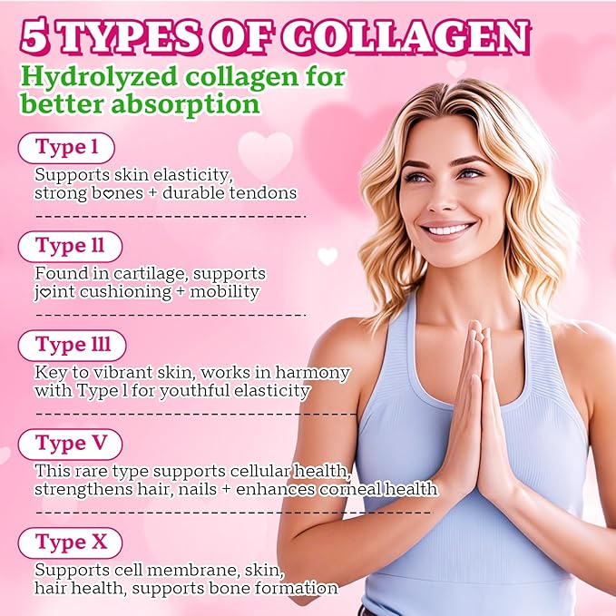Collagen Peptides Gummies Collagen Gummies for Women &amp Men Type IIIIIIVX Protein with Biotin Hyaluronic Acid Vitamin C for Healthy Skin | Strawberry Flavored Sugar Free 120 Cts