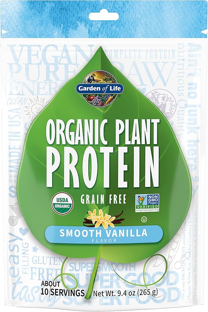 Garden of Life Organic Plant Protein Vanilla Flavor Protein Powder with Probiotics &amp Enzymes – Plant Based Powder Amino Acids Non-GMO Grain-Free Gluten-Free Vegan 10 Servings