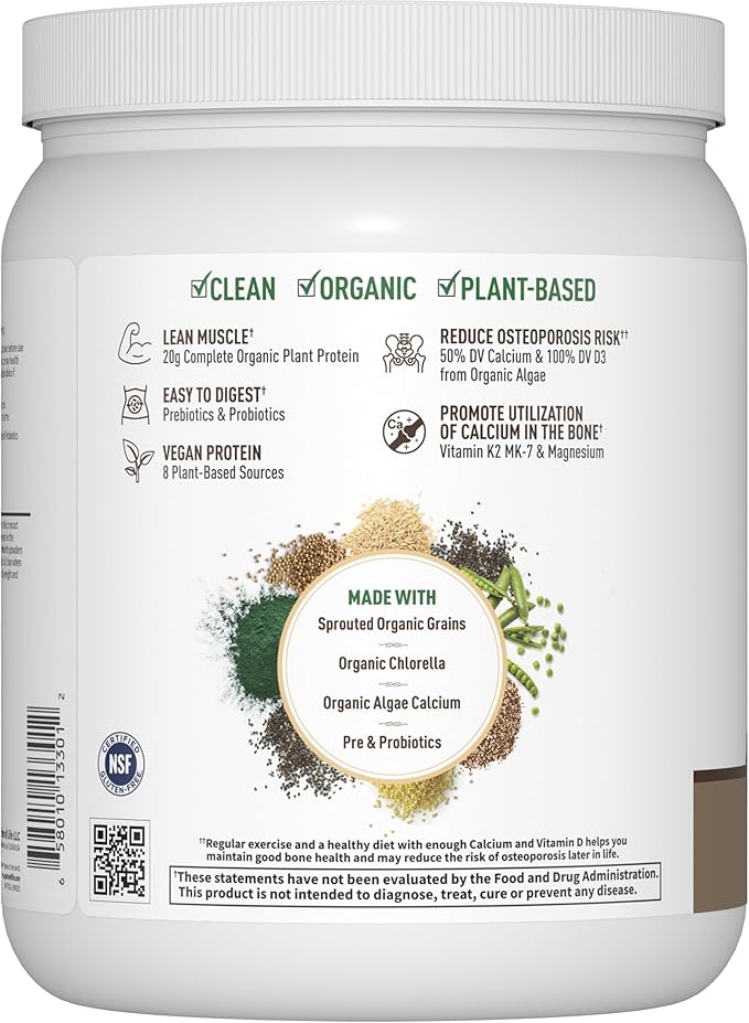 Garden of Life Organic Vegan Protein Powder 20g Plant Based Protein with Calcium D3 K2 MK-7 &amp Magnesium for Bone Strength Prebiotics &amp Probiotics for Digestion Brownie Bites Flavor 14 Se