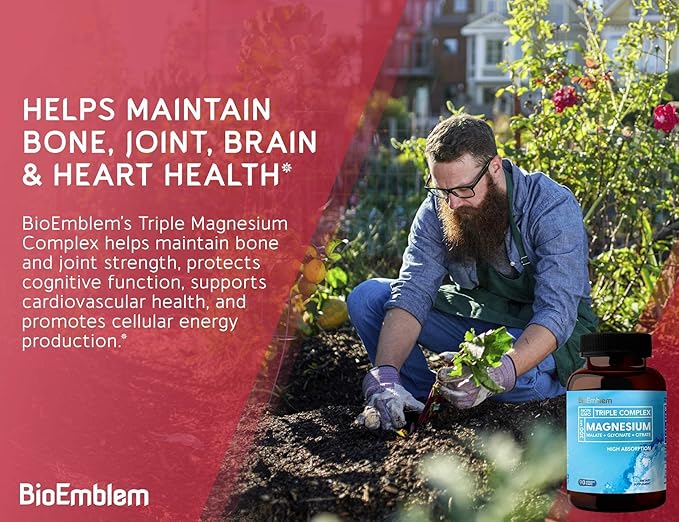 BioEmblem Triple Magnesium Complex and BioEmblem Turmeric Curcumin with Clinically Studied TurmiPure - Joint Support Healthy Inflammation Turmeric Supplements