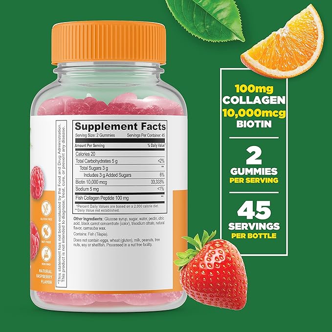 Lifeable Collagen &amp Biotin + Magnesium Gummies Bundle - Great Tasting Vitamin Supplement Gluten Free GMO Free Chewable