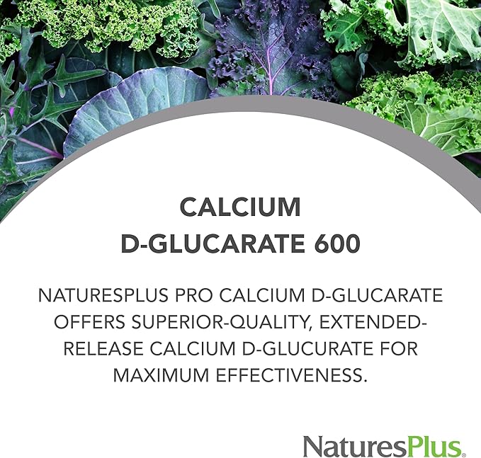 NaturesPlus PRO Calcium D-Glucarate (CDG) 600 mg - 90 Capsules - Non-GMO Vegan Gluten Free Soy Free - 90 Servings