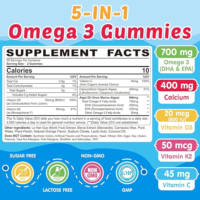 Kids Omega 3 Gummies 2 Pack + Super Vitamin B Complex Gummies 1 Pack