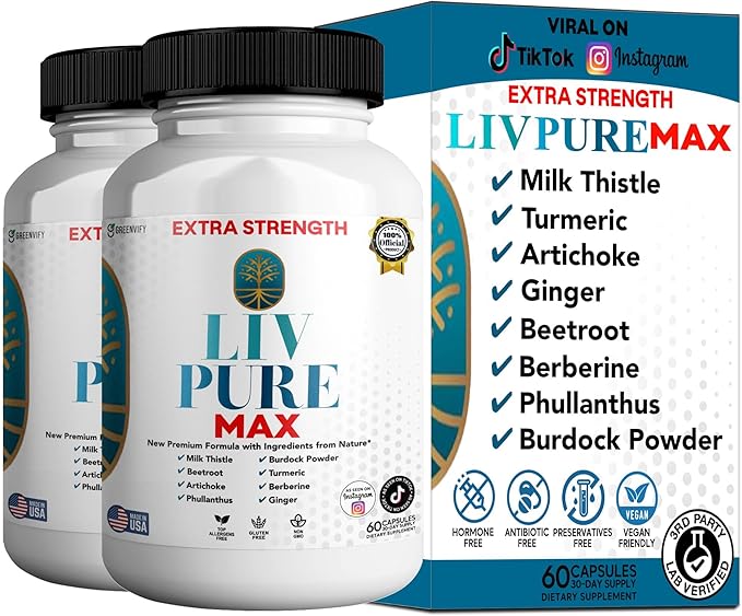 Liv Pure Max Extra Strength Liver Support Supplement 60 Veggie Capsules with Milk Thistle and Natural Ingredients (2)