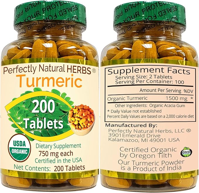 Organic Turmeric 750mg 200 Tablets