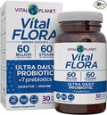 Vital Planet - Vital Flora Ultra Daily Probiotic 60 Billion CFU Diverse Strains Organic Prebiotics Immune Support Bloating Relief Digestive Health Probiotics for Women and Men 30 Capsules