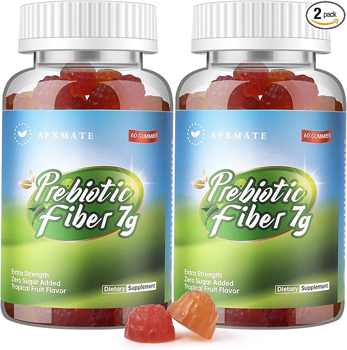 AFXMATE Fiber Supplement Gummies for Adult 7 g Fiber Sugar Free Vegan &amp Gluten Free - Digestive Health Regularity Support 120 Count