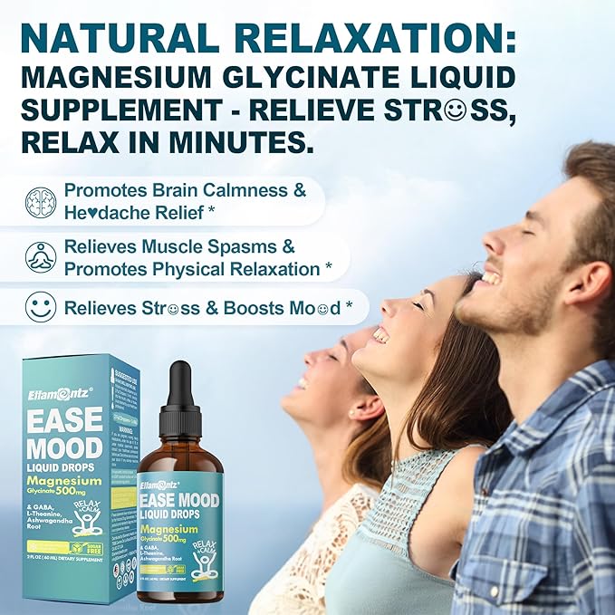 2 Pack Magnesium Citrate Gummies 500mg for Women Men Sugar-Free + Magnesium Glycinate Liquid Drops for Kids Adults
