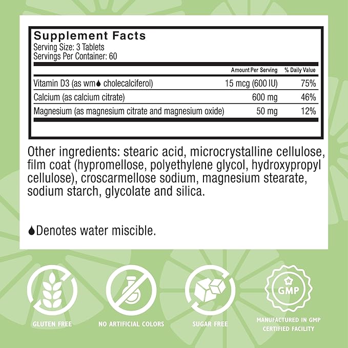 Celebrate Vitamins Calcium Plus – 600mg Calcium Citrate 600 IU Vitamin D3 &amp 50mg Magnesium for Post Bariatric Surgery - Gluten-Free &amp Sugar-Free - 540 Non-Chewable Tablets