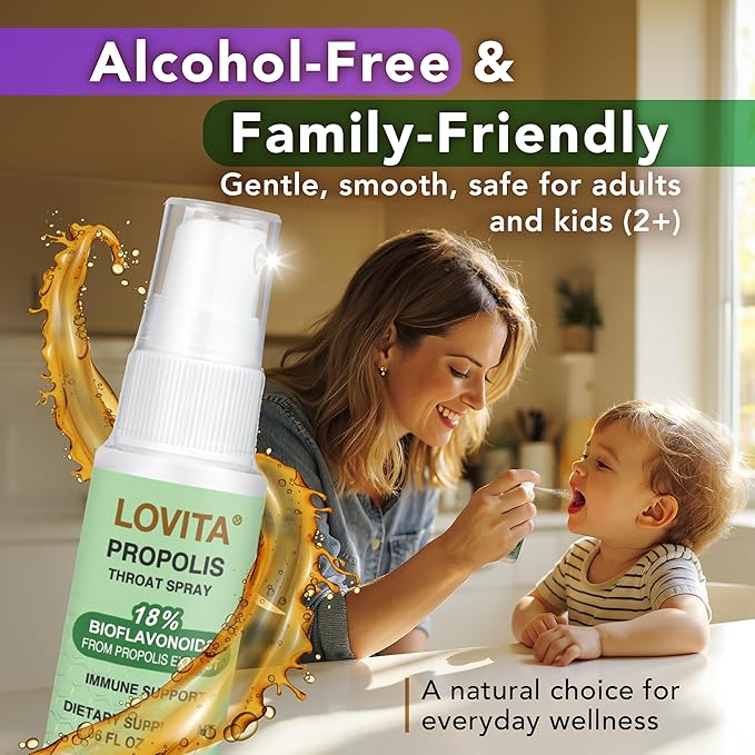 LOVITA 9-Piece Vitality Bundle - 3 Propolis Drops 3 Sprays &amp 3 Immune 8-in-1 Capsules Elderberry &amp Zinc Complex (9 Pc)