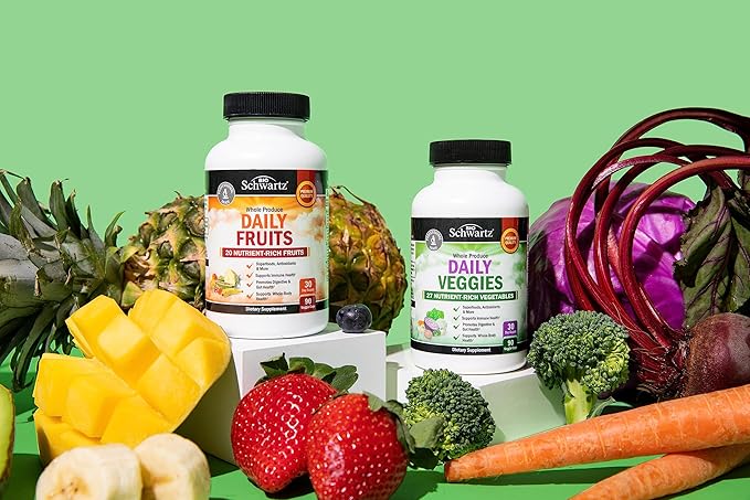 BioSchwartz Daily Fruits and Veggies Supplement for Women and Men (1 Month Supply) Plus 17 in 1 Immune Support Supplement with Antioxidants (1 Month Supply)