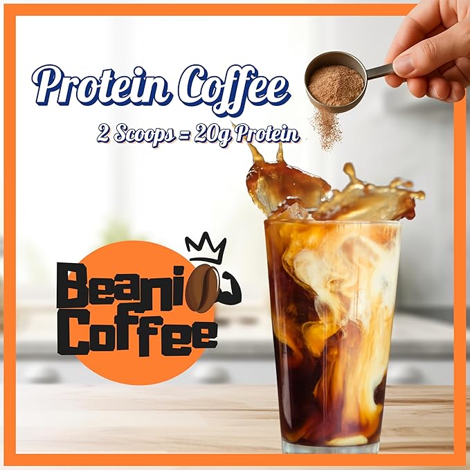Protein Iced Coffee – Instant Collagen Coffee with High CGA for Energy &amp Focus – Sugar-Free Dairy-Free Lactose-Free Keto &amp Fasting Friendly – 100mg Caffeine – 15 Servings