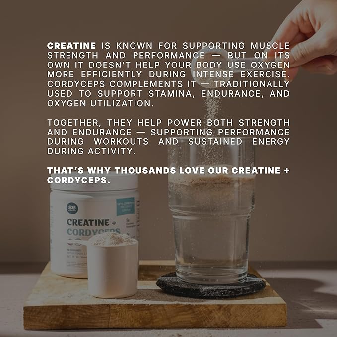 Creatine Monohydrate with Cordyceps &amp Hydrolyzed Collagen – Clean Energy &amp Performance Support – Daily Supplement – Made in USA – 9.5 oz