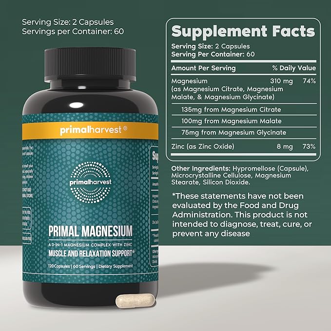 Hydration Powder &amp Magnesium Complex Supplements for Men by Primal Harvest Bundle
