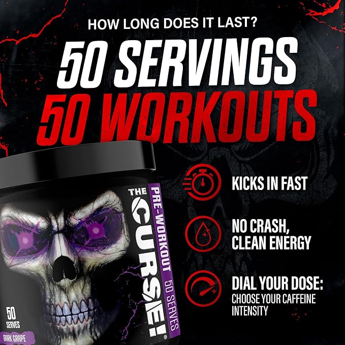JNX SPORTS The Curse! Peach Rings Pre Workout Powder with Creatine – Extreme Energy Preworkout for Men &amp Women – 50 Servings – L Citrulline Beta Alanine &amp Caffeine for Pump Strength &amp Fo